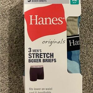HANES Originals EXTRA LARGE Boxer Briefs 40-42 Trunks XL Stretch Cotton 3-Pack